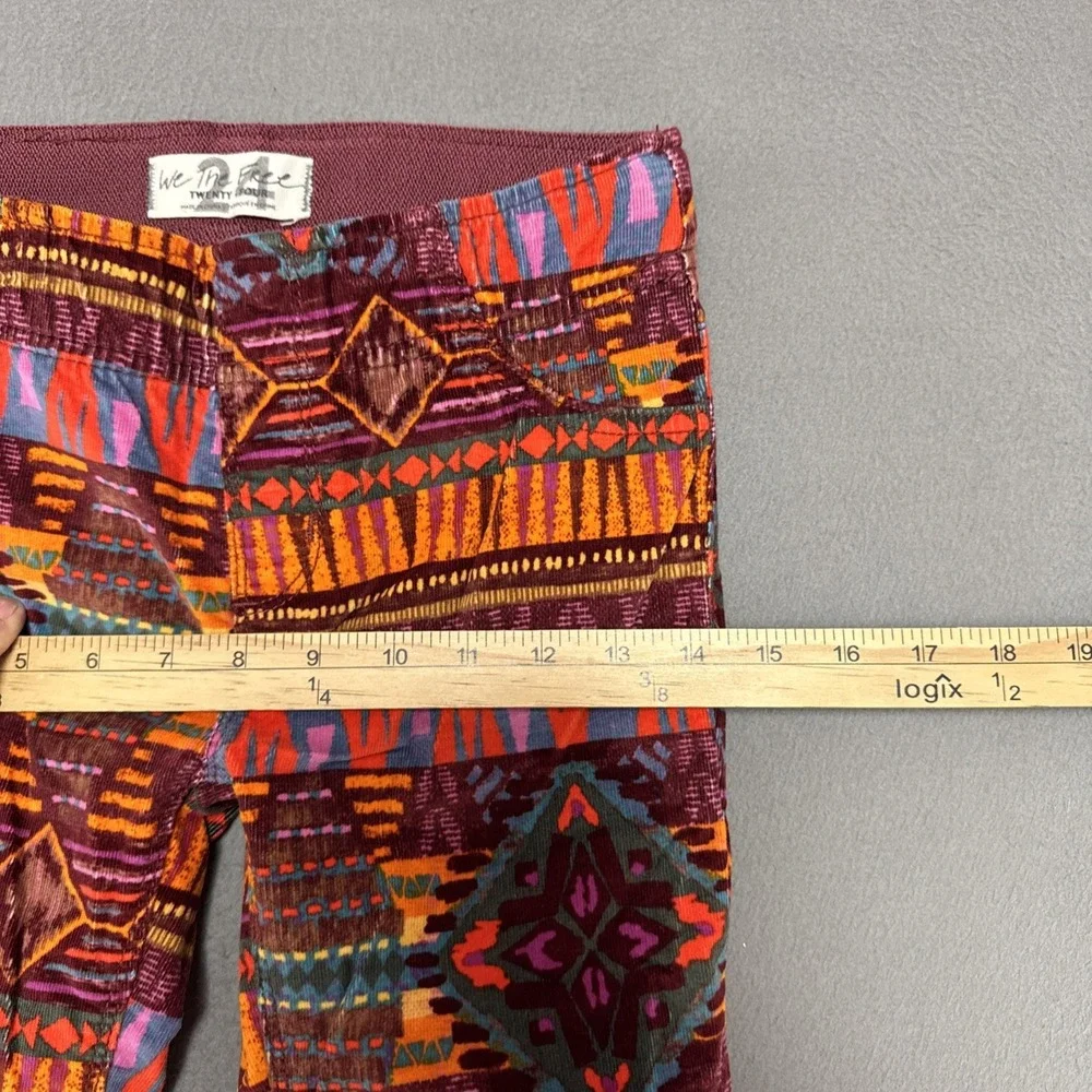 Free People Printed Pull On Corduroy Flare Pants 24 (26x29) Festival Boho Bell